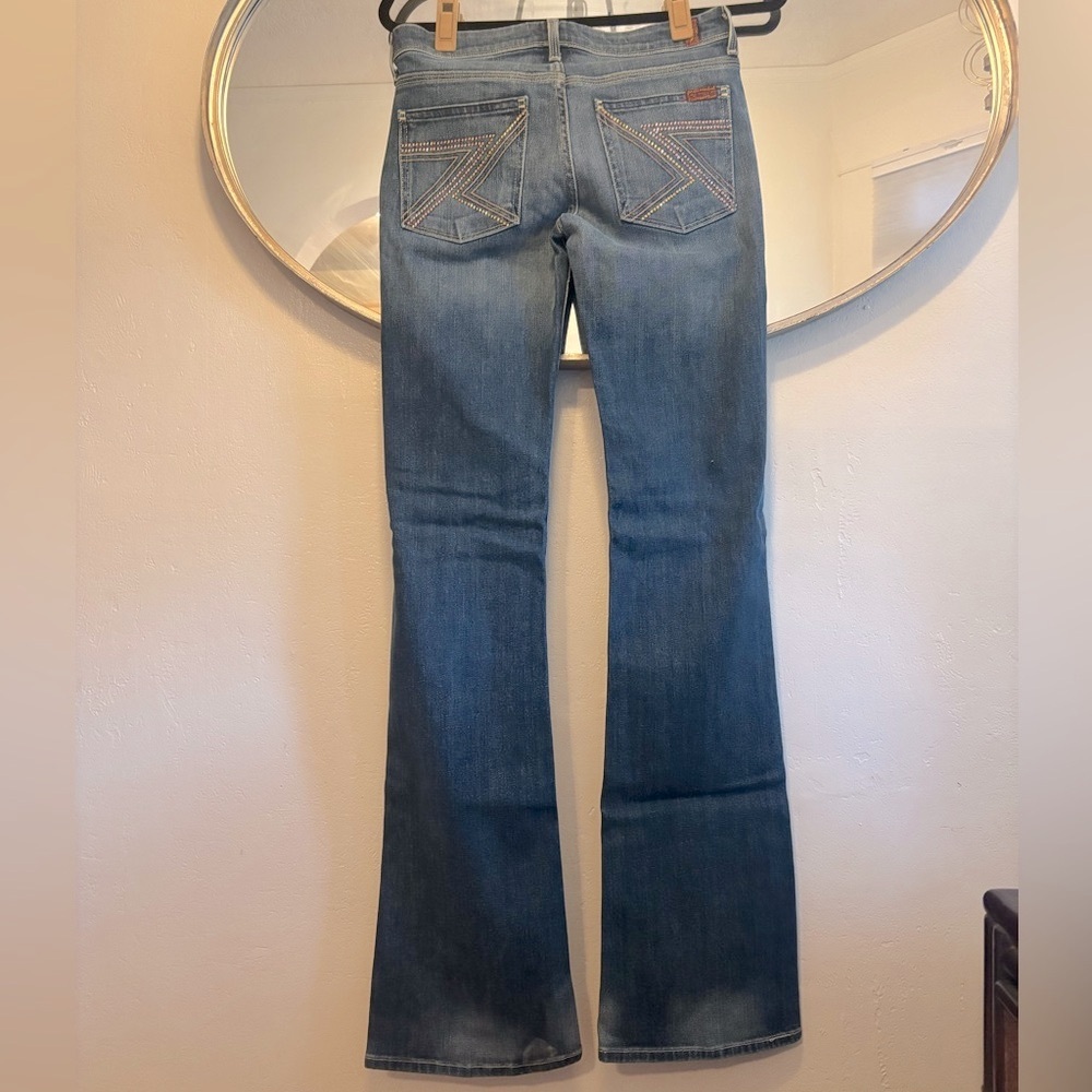 Flynt by 7 For All Mankind Straight leg Swarvorski Crystal Jeans Womens Size 27